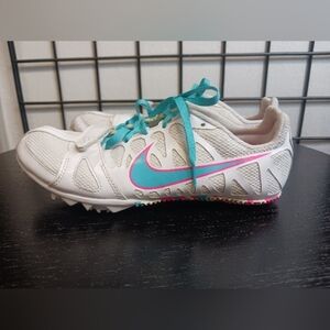 NIKE RIVAL Sprint Running Cleats Shoes  S6.5 Wht/ BRT Turquoise-Pink